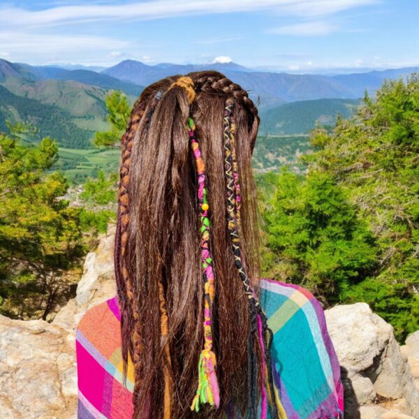 Dreadwrap - Pink & green Flower & Peace mit Jade-Steinen & Anhängern aus Messing – Bild 5