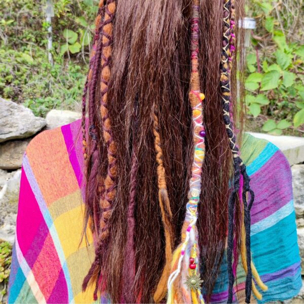 Dreadwrap - Filzdread Sonnenliebe mit Jade, Amethyst & Sonnenanhänger aus Messing – Bild 5