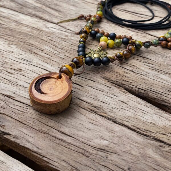 Kette/ Choker "Love Sun & Moon" mit Türkis, Tigerauge & Onyx – Bild 3