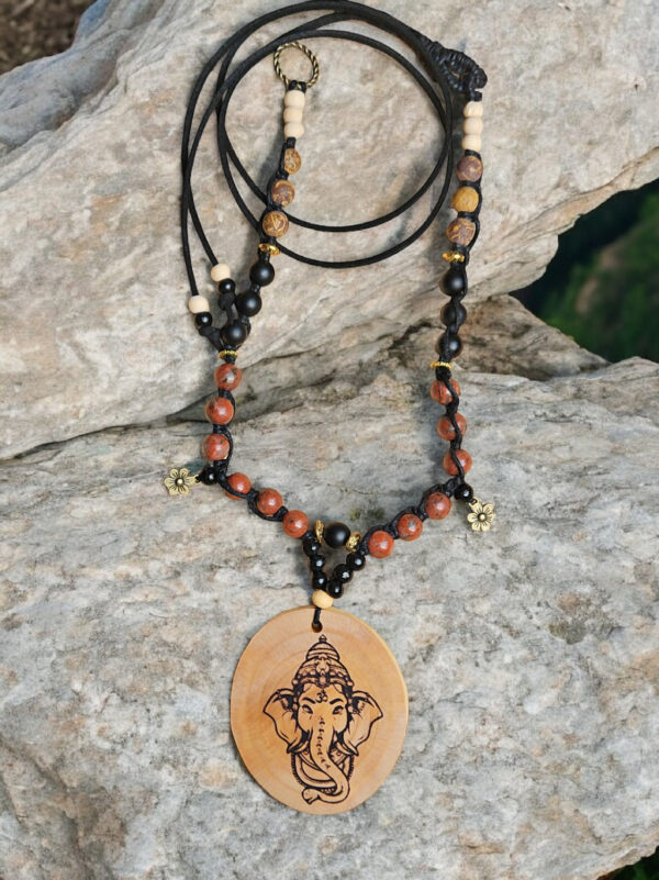 Kette/ Choker "Ganesha Spirit" mit Jaspis & Onyx – Bild 2